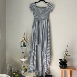 Asymmetrical Flowy Blue & White Stripe Show Me Your MuMu Dress